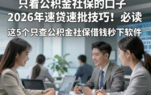 只看公积金社保的口子2026年速贷速批技巧！必读​这5个只查公积金社保借钱秒下软件