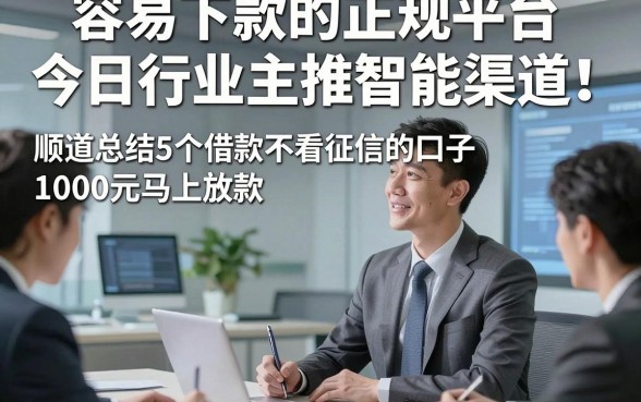 容易下款的正规平台今日行业主推智能渠道！顺道总结5个借款不看征信的口子1000元马上放款