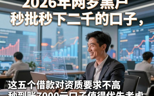 2026年网罗黑户秒批秒下二千的口子，这五个借款对资质要求不高秒到账7000元口子值得优先考虑