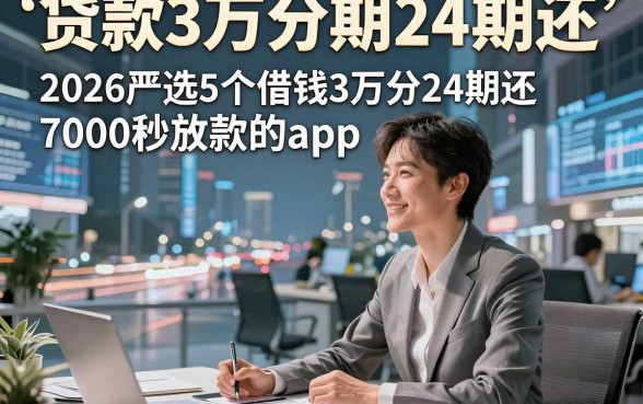 贷款3万分期24期还，2026严选5个借钱3万分24期还7000秒放款的app