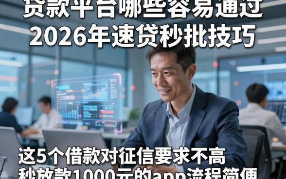 贷款平台哪些容易通过2026年速贷秒批技巧，这5个借款对征信要求不高秒放款1000元的app流程简便