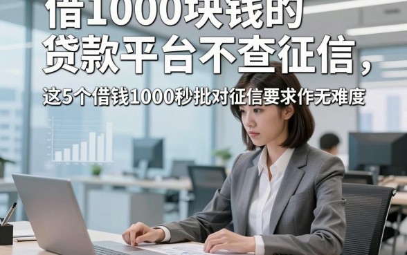 借1000块钱的贷款平台不查征信，这5个借钱1000秒批对征信要求不高口子操作无难度
