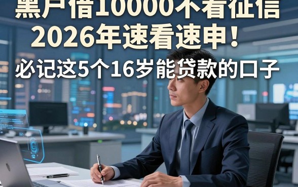 黑户借10000不看征信2026年速看速申！必记这5个16岁能贷款的口子