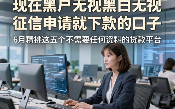 现在黑户无视黑白无视征信申请就下款的口子，6月精挑这五个不需要任何资料的贷款平台
