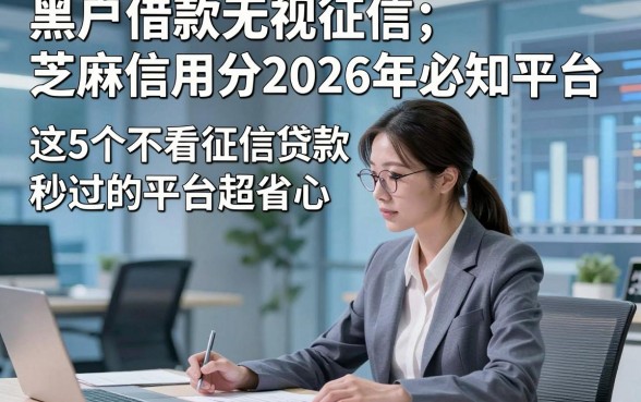 黑户借款无视征信芝麻信用分2026年必知平台，这5个不看征信贷款秒过的平台超省心