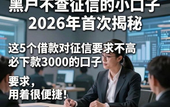 黑户不查征信的小口子2026年首次揭秘，这5个借款对征信要求不高必下款3000的口子用着很便捷