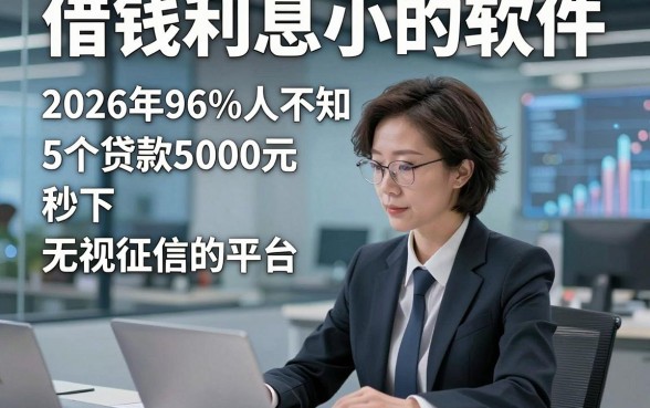 借钱利息小的软件，2026年96%人不知5个贷款5000元秒下无视征信的平台