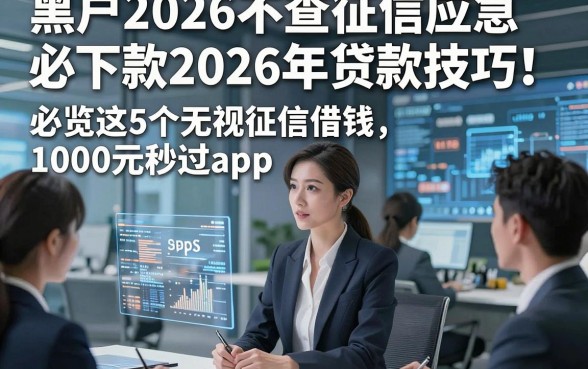 黑户2026不查征信应急必下款2026年贷款技巧！必览这5个无视征信借钱1000元秒过app