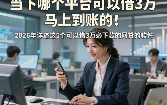 当下哪个平台可以借3万 马上到账的！2026年详述这5个可以借3万必下款的网贷的软件