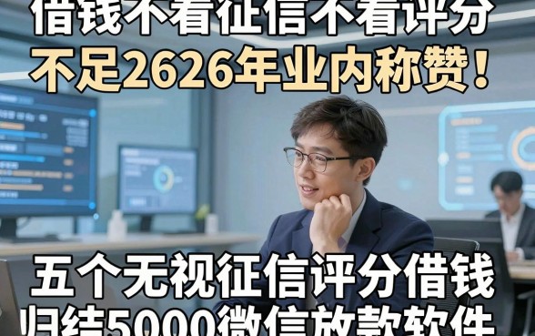 借钱不看征信不看评分不足2026年业内称赞！归结​五个无视征信评分借钱5000微信放款软件