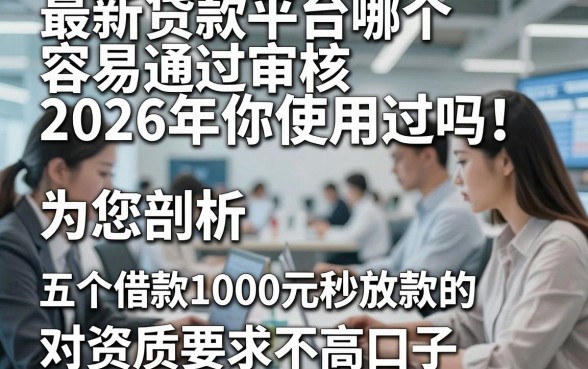 最新贷款平台哪个容易通过审核2026年你使用过吗！为您剖析五个借款1000元秒放款的对资质要求不高口子