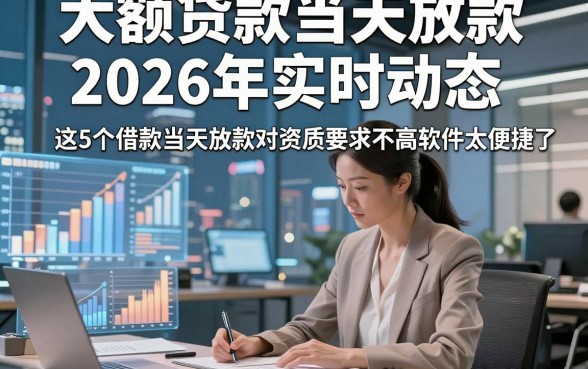 大额贷款当天放款2026年实时动态，这5个借款当天放款对资质要求不高软件太便捷了