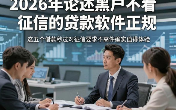 2026年论述黑户不看征信的贷款软件正规，这五个借款秒过对征信要求不高的软件确实值得体验