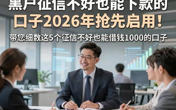 黑户征信不好也能下款的口子2026年抢先启用！带您细数这5个征信不好也能借钱1000的口子