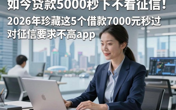 如今贷款5000秒下不看征信！2026年珍藏这5个借款7000元秒过对征信要求不高app