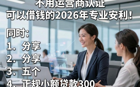 不用运营商认证,可以借钱的2026年专业安利！同时分享五个正规小额贷款300