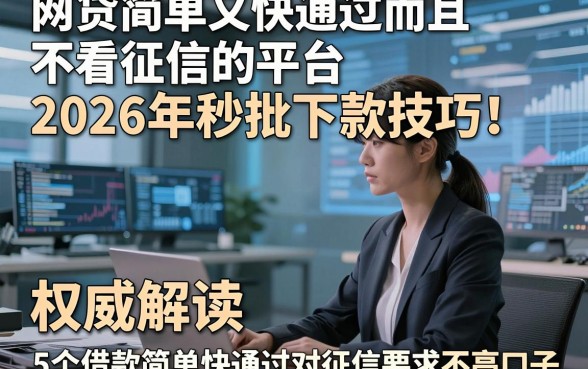 网贷简单又快通过而且不看征信的平台2026年秒批下款技巧！权威解读5个借款简单快通过对征信要求不高口子