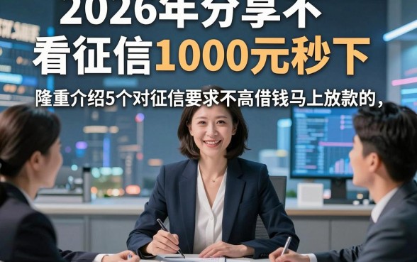 2026年分享不看征信1000元秒下，隆重介绍5个对征信要求不高借钱马上放款的app