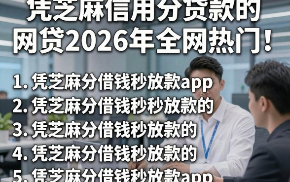 凭芝麻信用分贷款的网贷2026年全网热门！同时罗列5个凭芝麻分借钱秒放款的app