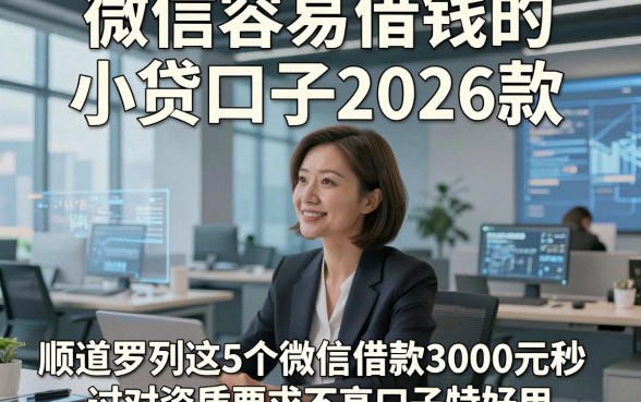 微信容易借钱的小贷口子2026款，顺道罗列这5个微信借款3000元秒过对资质要求不高口子特好用