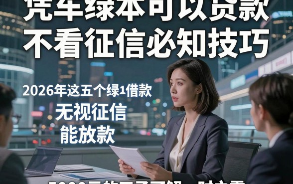 凭车绿本可以贷款不看征信必知技巧，2026年这五个借款绿本无视征信能放款5000元的口子可解一时之需