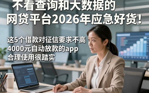 不看查询和大数据的网贷平台2026年应急好货，这5个借款对征信要求不高4000元自动放款的app合理使用很踏实