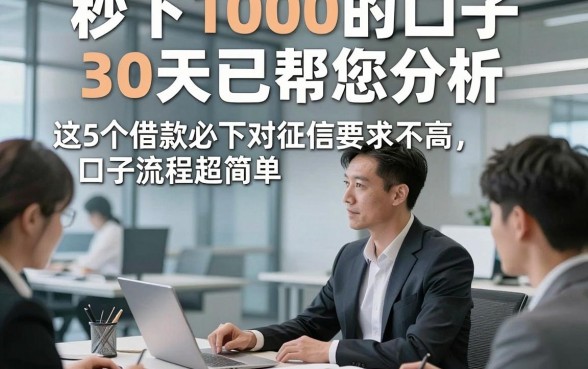 秒下1000的口子30天已帮您分析，这5个借款必下对征信要求不高口子流程超简单