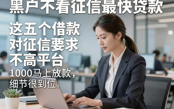 黑户不看征信最快贷款，解说这五个借款对征信要求不高平台1000马上放款细节很到位