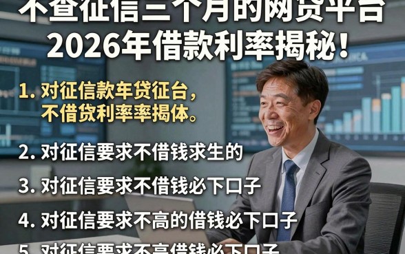 不查征信三个月的网贷平台2026年借款利率揭秘！本篇列出5个对征信要求不高的借钱必下口子