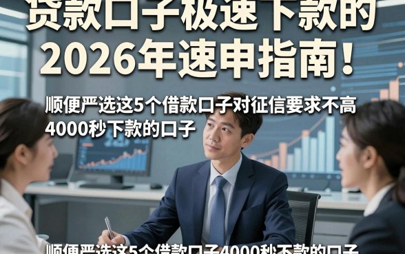 贷款口子极速下款的2026年速申指南！顺便严选这5个借款口子对征信要求不高4000秒下款的口子