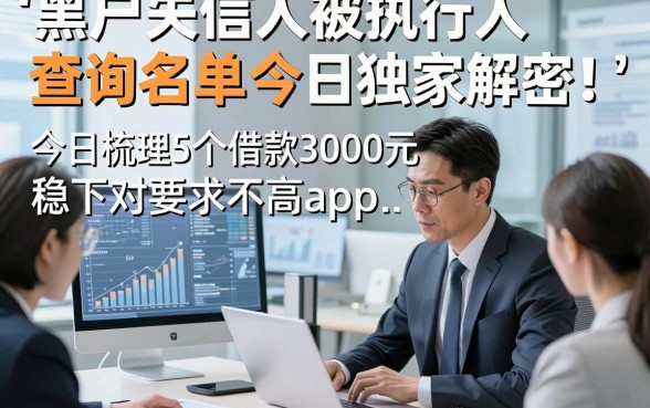黑户失信人被执行人查询名单今日独家解密！今日梳理5个借款3000元稳下对要求不高app