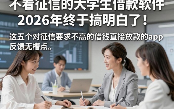 不看征信的大学生借款软件2026年终于搞明白了！这五个对征信要求不高的借钱直接放款的app反馈无槽点