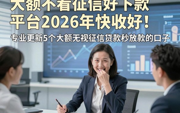 大额不看征信好下款平台2026年快收好！专业更新5个大额无视征信贷款秒放款的口子