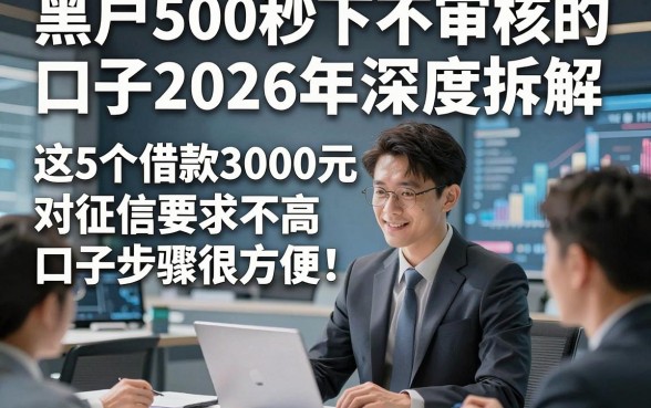 黑户500秒下不审核的口子2026年深度拆解，这5个借款3000元对征信要求不高口子步骤简单很方便