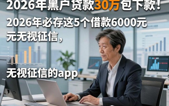 2026年黑户贷款30万包下款！2026年必存这5个借款6000元无视征信的app