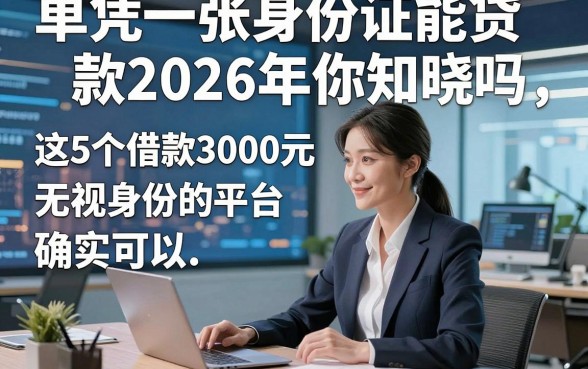 单凭一张身份证能贷款2026年你知晓吗，这5个借款3000元无视身份的平台确实可以