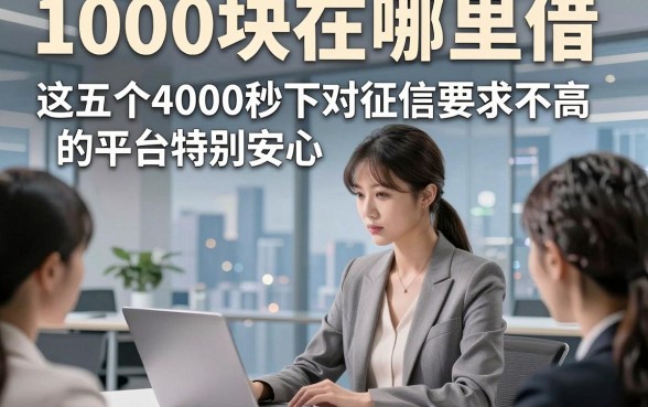 1000块在哪里借，这五个4000秒下对征信要求不高的平台特别安心