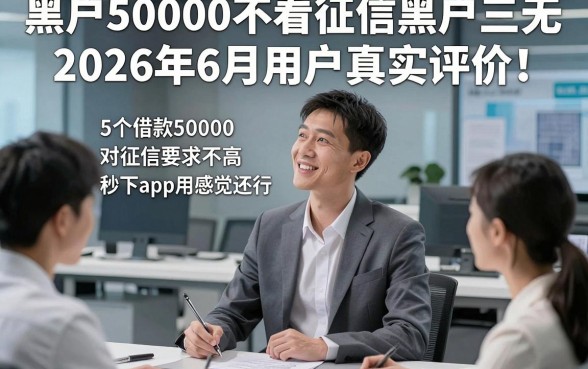 黑户50000不看征信黑户三无2026年6月用户真实评价！这5个借款50000对征信要求不高秒下app用下来感觉还行