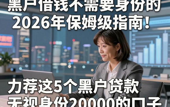 黑户借钱不需要身份的2026年保姆级指南！力荐这5个黑户贷款无视身份20000的口子