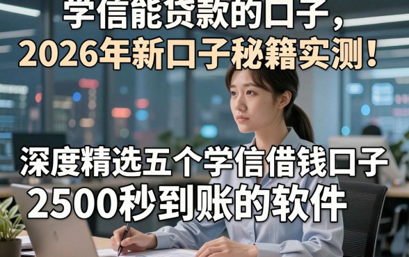 学信能贷款的口子2026年新口子秘籍实测！深度精选五个学信借钱口子2500秒到账的软件