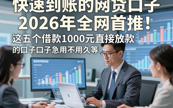 快速到账的网贷口子2026年全网首推，这五个借款1000元直接放款的口子急用不用久等