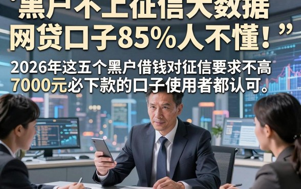 黑户不上征信大数据网贷口子85%人不懂！2026年这五个黑户借钱对征信要求不高7000元必下款的口子使用者都认可