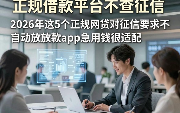 正规借款平台不查征信，2026年这5个正规网贷对征信要求不高自动放款app急用钱很适配