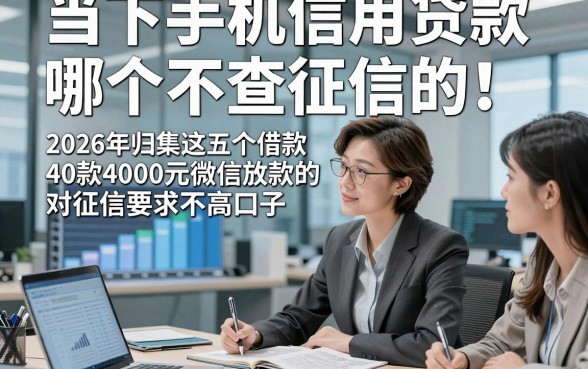 当下手机信用贷款哪个不查征信的！2026年归集这五个借款4000元微信放款的对征信要求不高口子