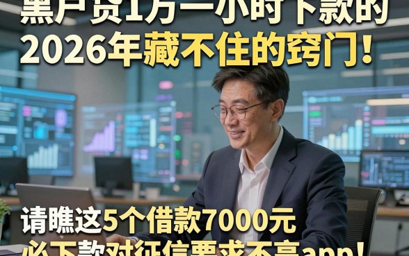 黑户贷1万一小时下款的2026年藏不住的窍门！请瞧这5个借款7000元必下款对征信要求不高app