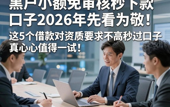 黑户小额免审核秒下款口子2026年先看为敬！这5个借款对资质要求不高秒过口子真心值得一试
