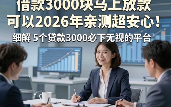 借款3000块马上放款可以2026年亲测超安心！细解​5个贷款3000必下无视的平台