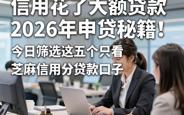 信用花了大额贷款2026年申贷秘籍！今日筛选这五个只看芝麻信用分贷款口子