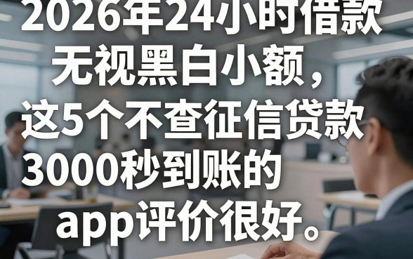 2026年24小时借款无视黑白小额，这5个不查征信贷款3000秒到账的app评价很好