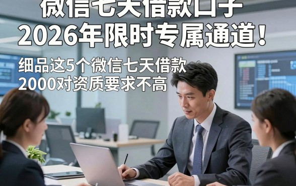 微信七天借款口子2026年限时专属通道！细品这5个微信七天借款2000对资质要求不高口子